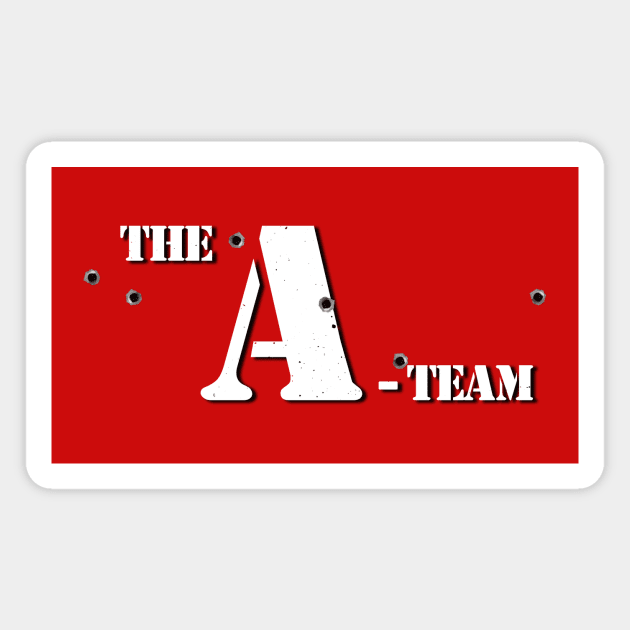 The A-Team - White Text - Bullet Holes Magnet by MalcolmDesigns